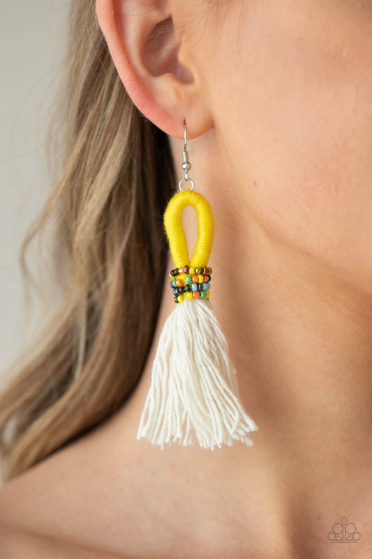Paparazzi Accessories - The Dustup #E560 - Yellow Earrings