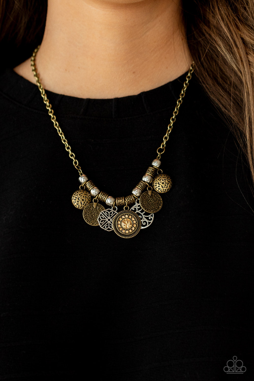 Paparazzi Accessories - To Coin A Phrase #N675 - Brass Necklace