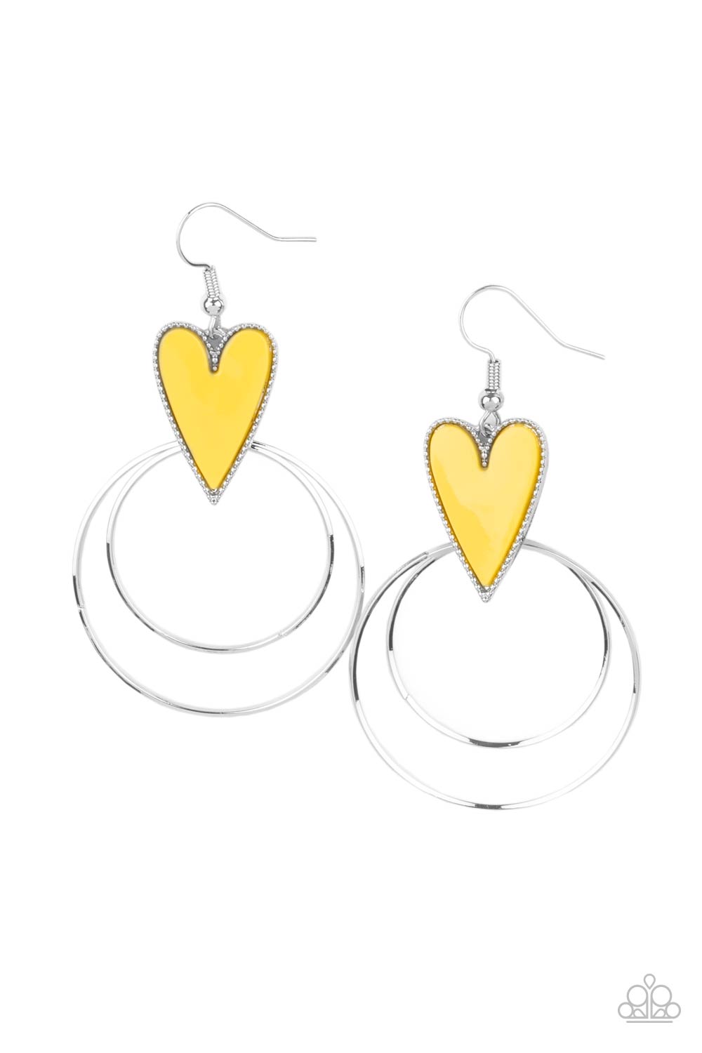 Paparazzi Accessories - Happily Ever Hearts #E507 - Yellow Earrings