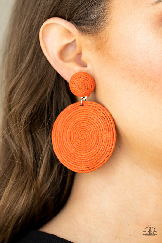 Paparazzi Accessories - Circulate The Room #E612 - Orange Earrings