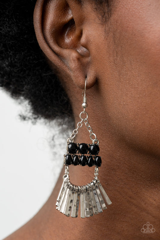 Paparazzi Accessories - A FLARE For Fierceness #E521- Black Earrings