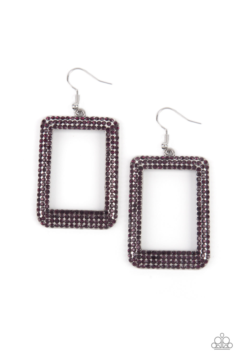 Paparazzi Accessories - World FRAME-ous #E511 - Purple Earrings