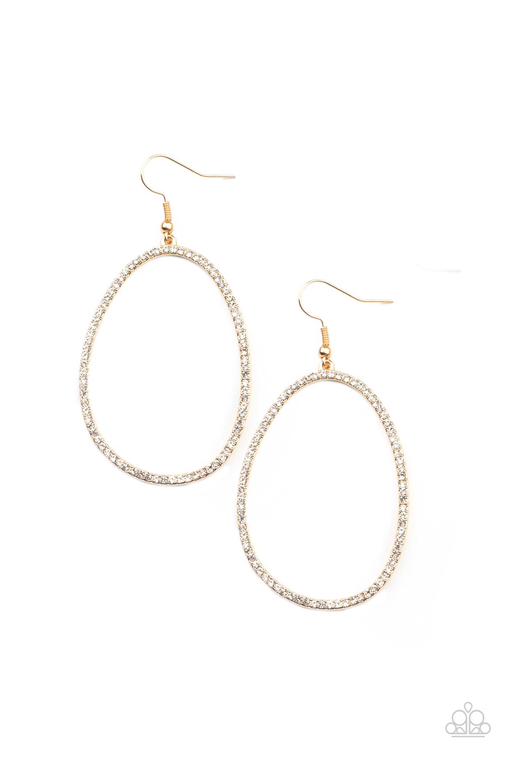 Paparazzi Accessories - OVAL-ruled! #E561 - Gold Earrings