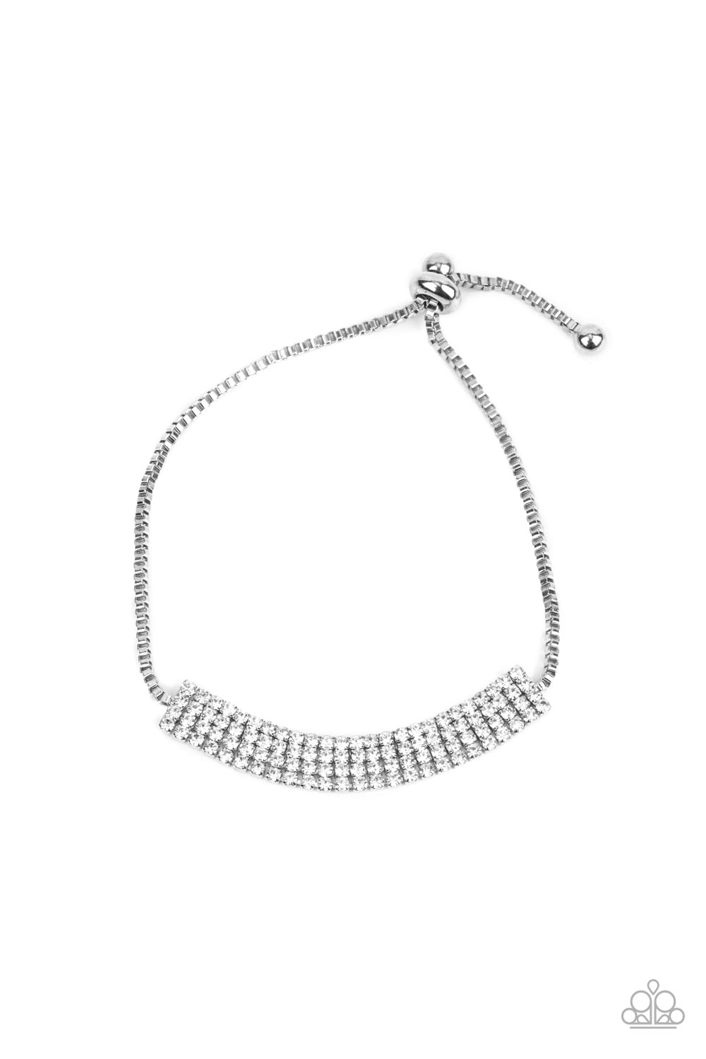Paparazzi Accessories - A DIAMOND a Dozen #B712 Drawer 5/2   - White Bracelet