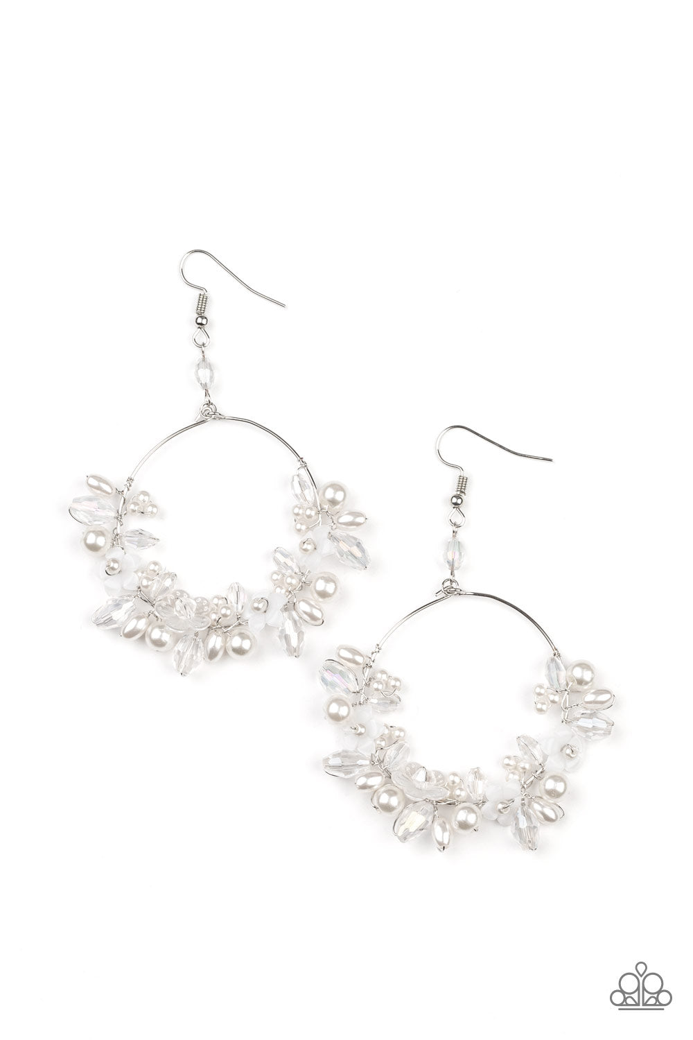 Paparazzi Accessories - Floating Gardens #E609 - White Earrings