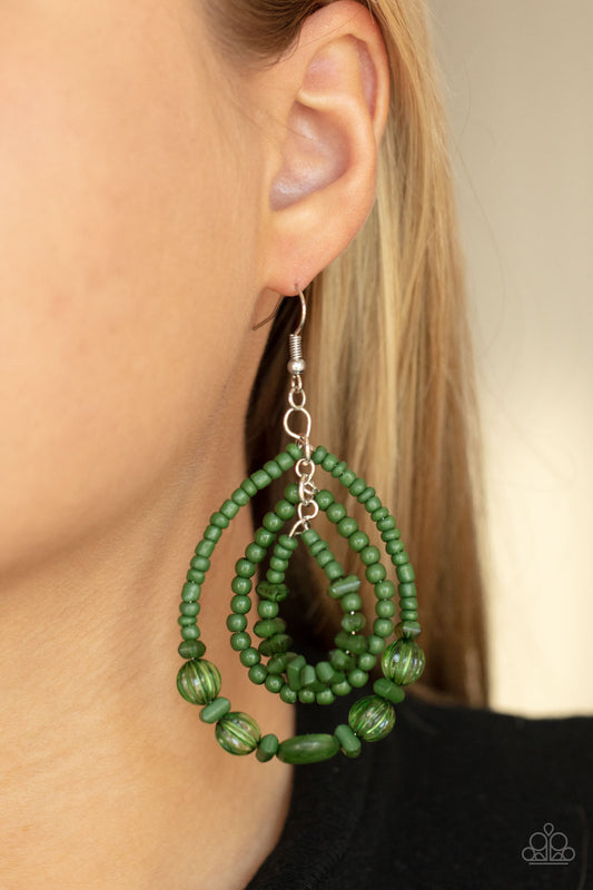 Paparazzi Accessories - Prana Party #E592 - Green Earrings