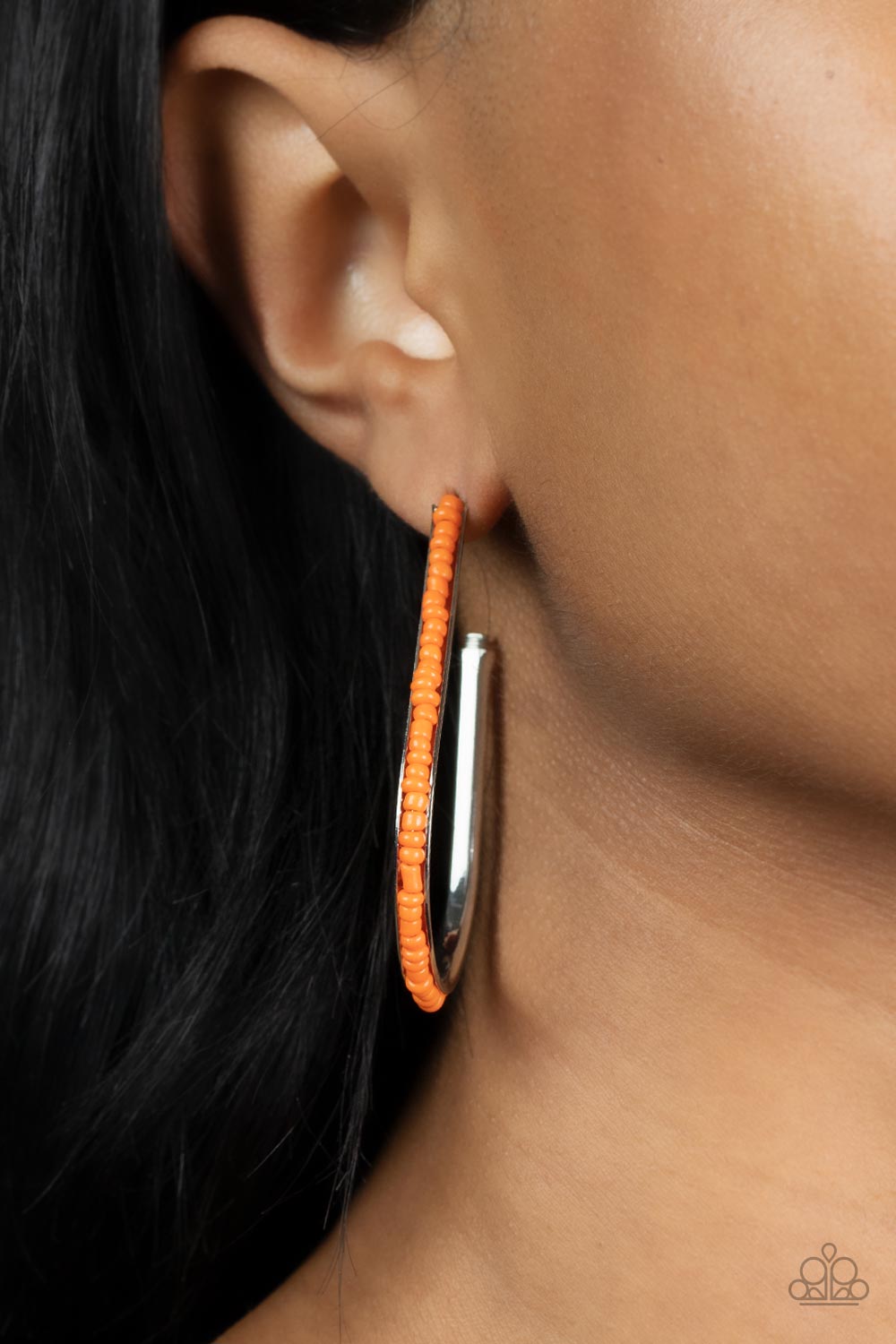 Paparazzi Accessories - Beaded Bauble #E619 - Orange Earrings