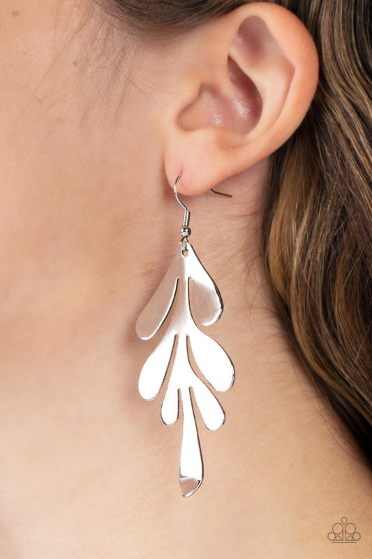 Paparazzi Accessories - A FROND Farewell #E645 Peg - Silver Earrings