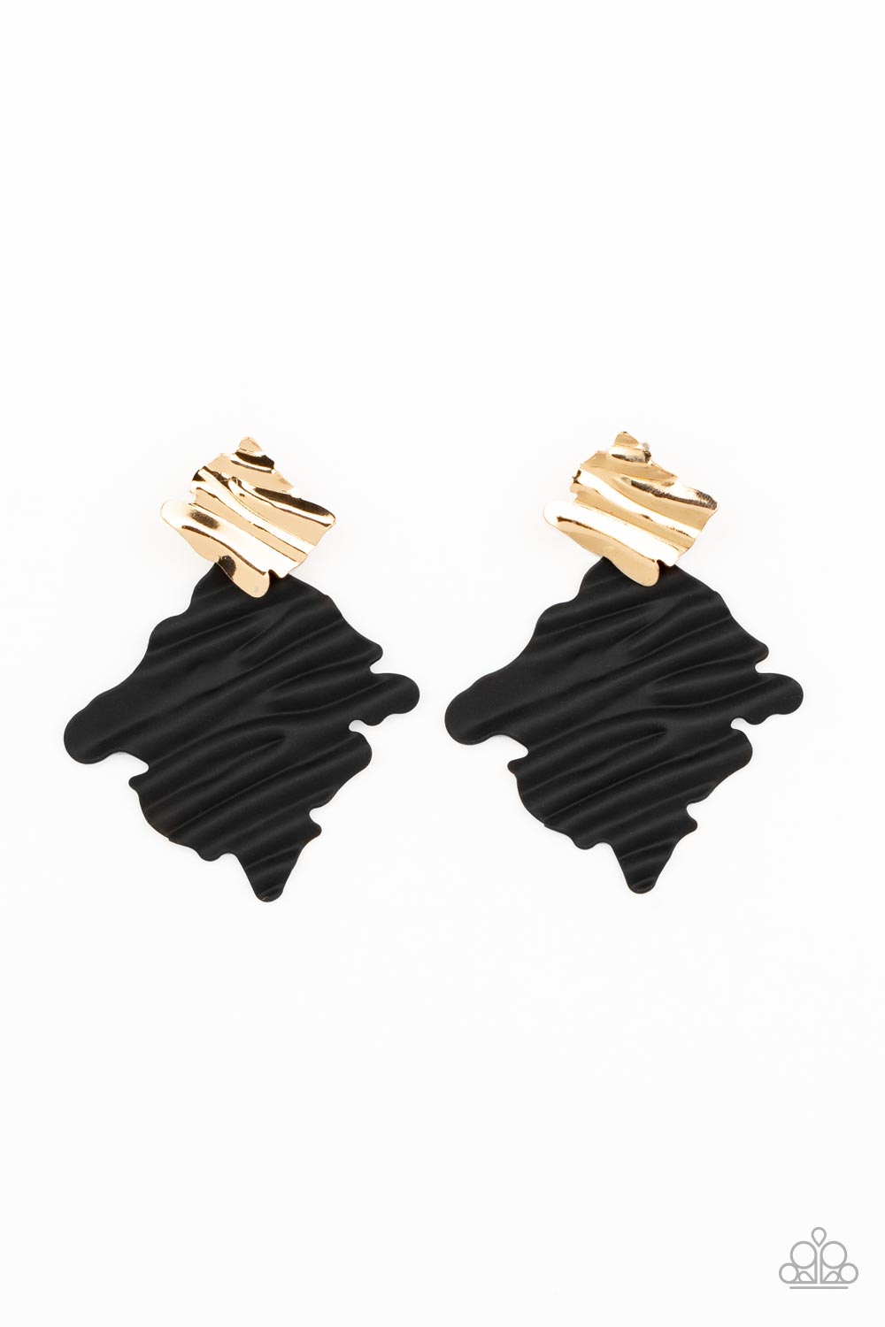 Paparazzi Accessories - Crimped Couture #E594 - Gold Earrings