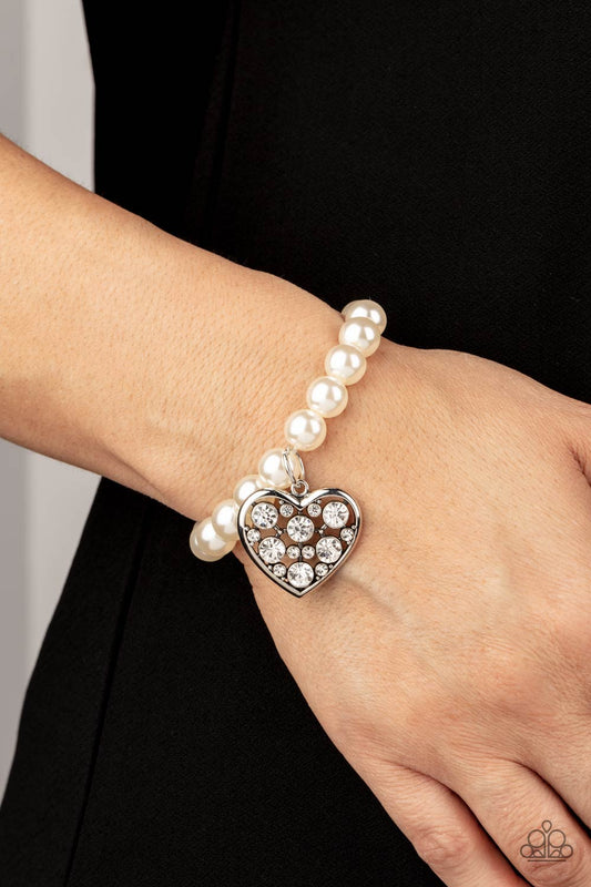 Paparazzi Accessories - Cutely Crushing #B576 - White Bracelet