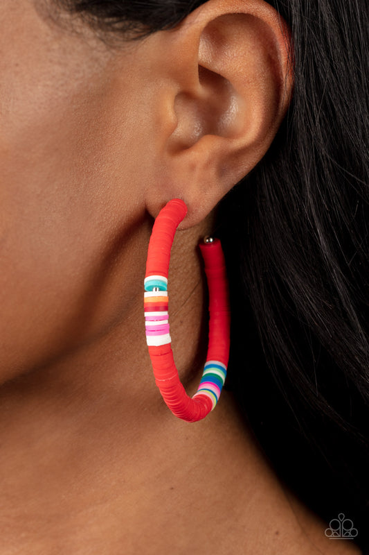 Paparazzi Accessories - Colorfully Contagious #E536 - Red Earrings