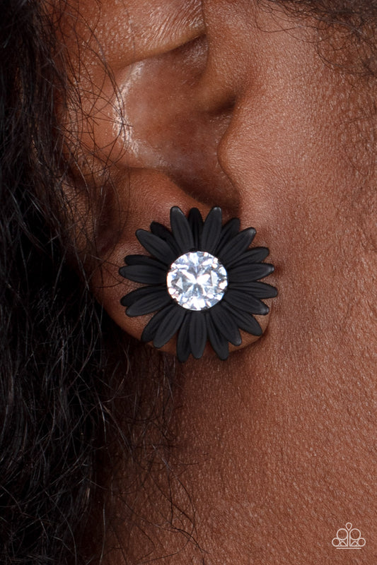 Paparazzi Accessories - Sunshiny DAIS-y #E573 - Black Earrings