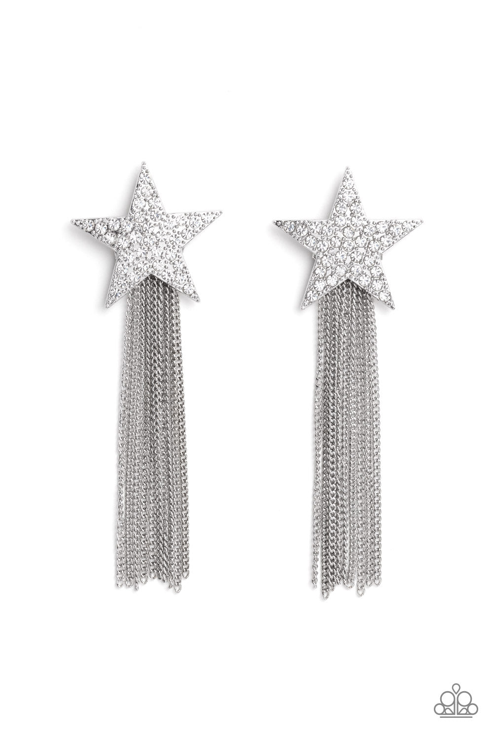 Paparazzi Accessories - Superstar Solo #E302 Peg - White Earrings Life of the Party December 2022