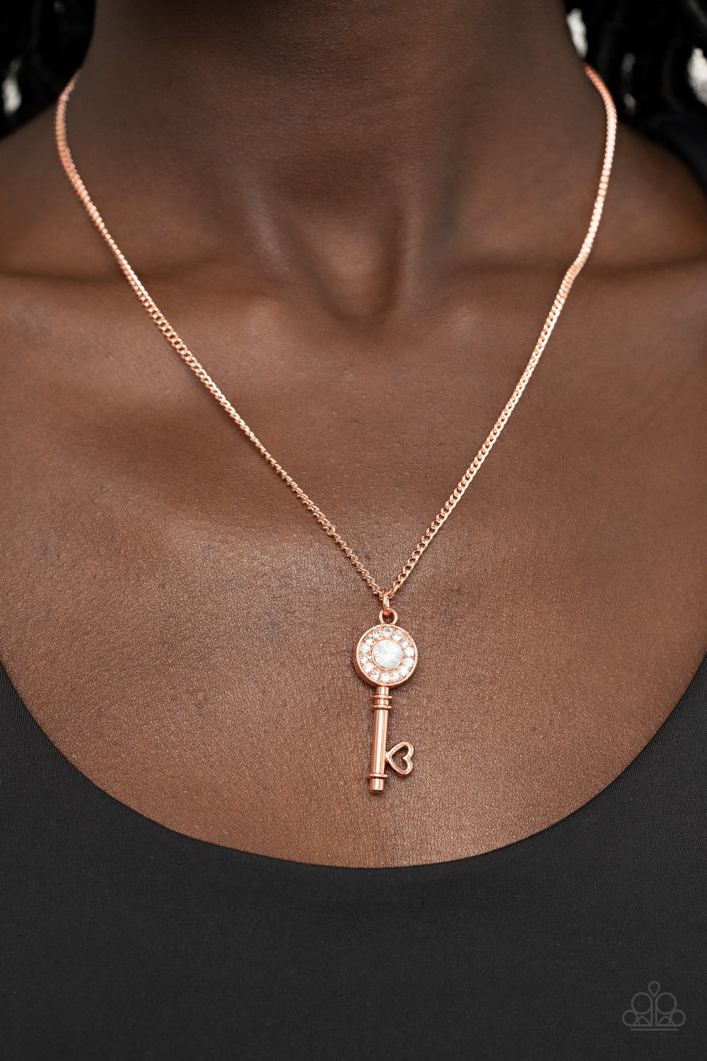 Paparazzi Accessories - Prized Key Player #N778 - Copper Necklace