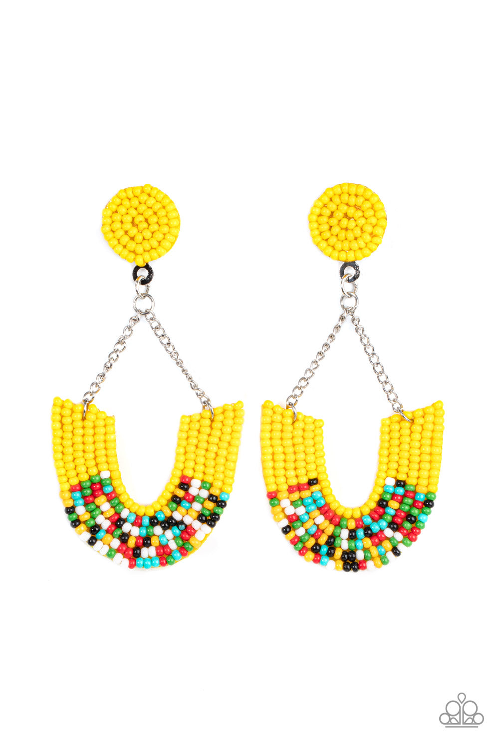 Paparazzi Accessories - Make it RAINBOW #E624 - Yellow Earrings