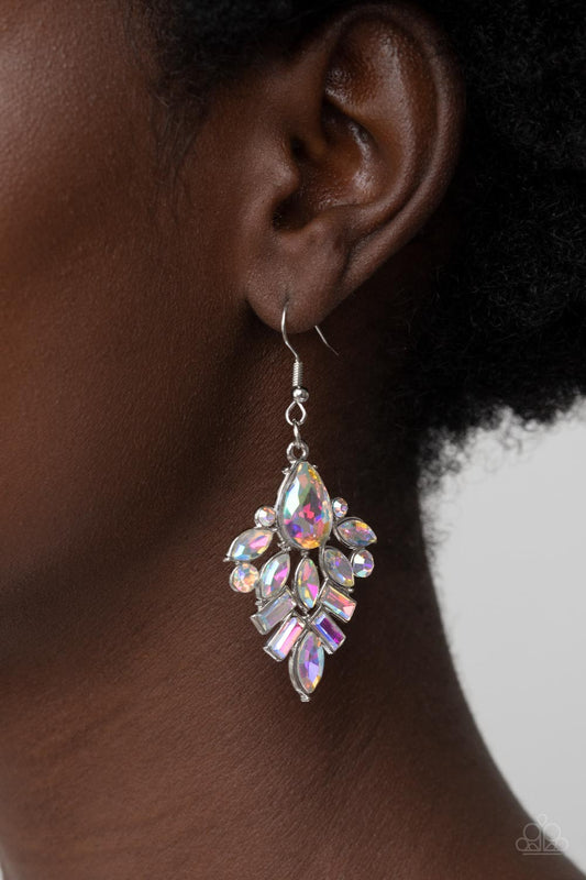 Paparazzi Accessories - Stellar-escent Elegance  #E646 Bin - Multi iridescent Earrings