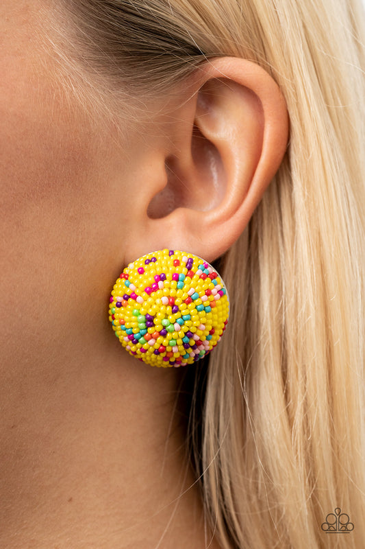 Paparazzi Accessories - Kaleidoscope Sky #E628 - Yellow Earrings