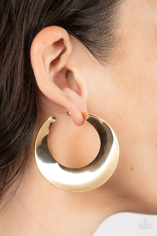 Paparazzi Accessories - Power Curves #E648 Peg - Gold Earrings