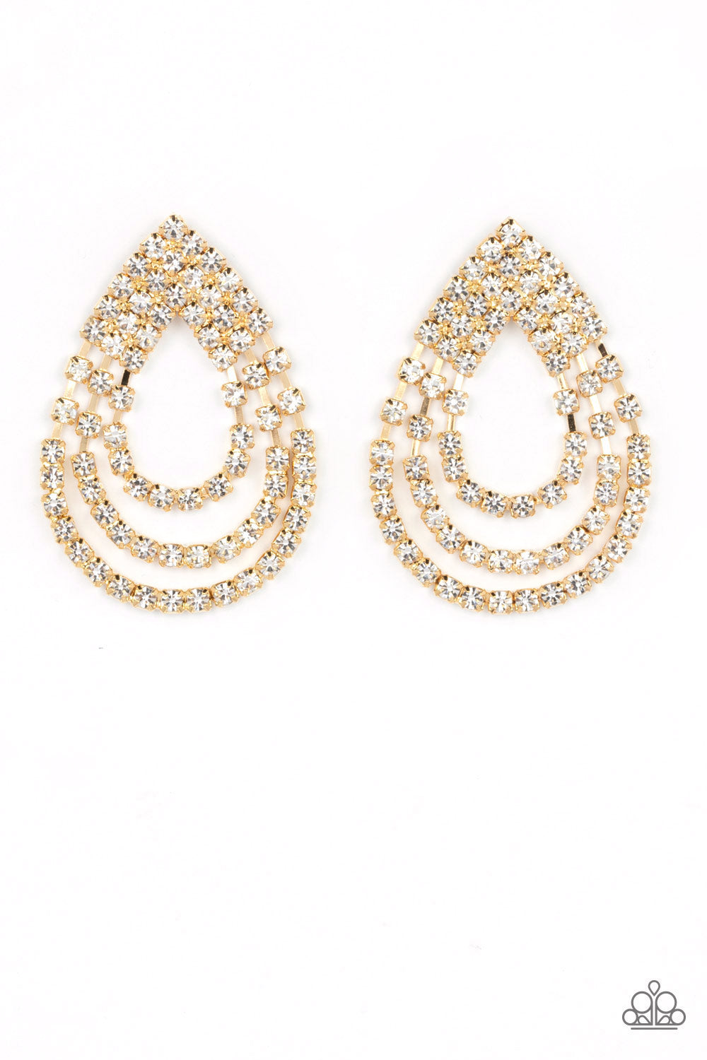 Paparazzi Accessories - Take a POWER Stance #E257 Peg - Gold Earrings