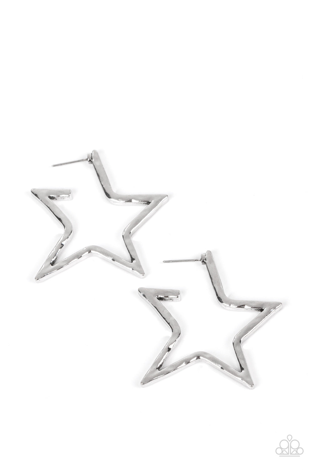 Paparazzi Accessories - All-Star Attitude #E647 Peg - Silver Earrings