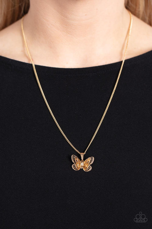 Paparazzi Accessories - High-Flying Fashion - Multi Gold Butterfly Necklace