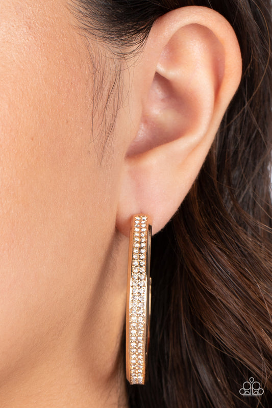 Paparazzi Accessories - Flash Freeze #E390 Peg - Gold Earrings