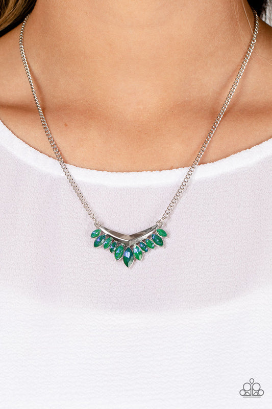 Paparazzi Accessories - Flash of Fringe #N945 Peg - Green Necklace