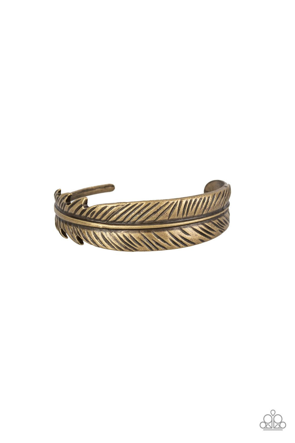 Paparazzi Accessories  - Tran-QUILL-ity #B178 - Brass Feather Bracelet