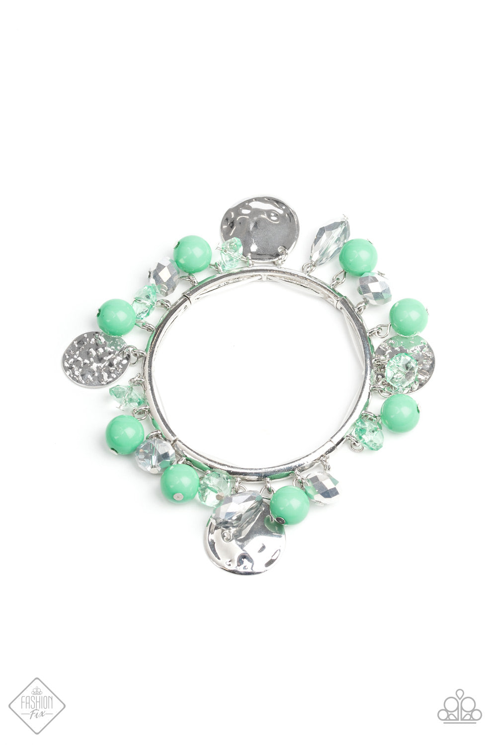 Paparazzi Accessories -  Charming Treasure - Green Fashion Fix Green Bracelet April 2020