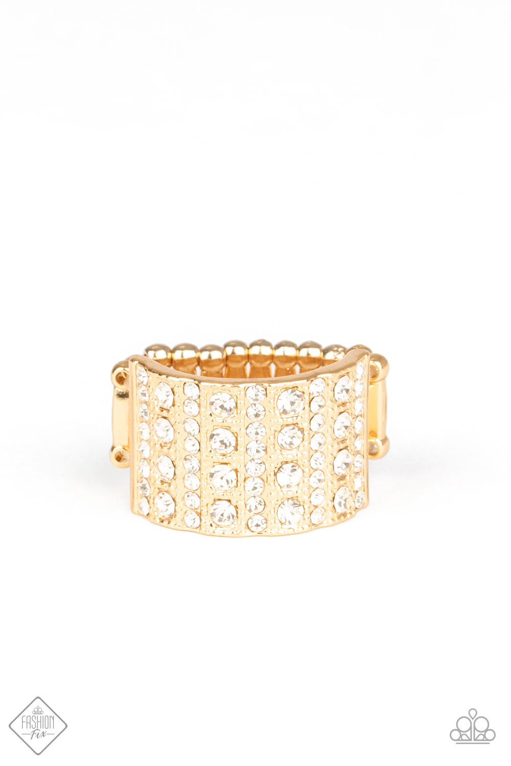 Paparazzi Accessories - Diamond Drama - Gold Ring Fashion Fix June 2020