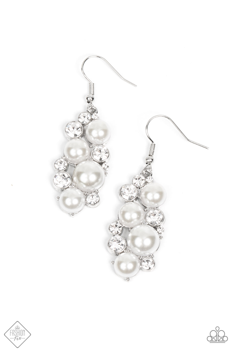 Paparazzi Accessories - Fond of Baubles - White Earring October Fashion Fix 2021 #FFA1021