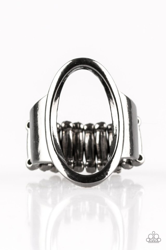 One-Up Oval Gunmetal black Ring - TheMasterCollection