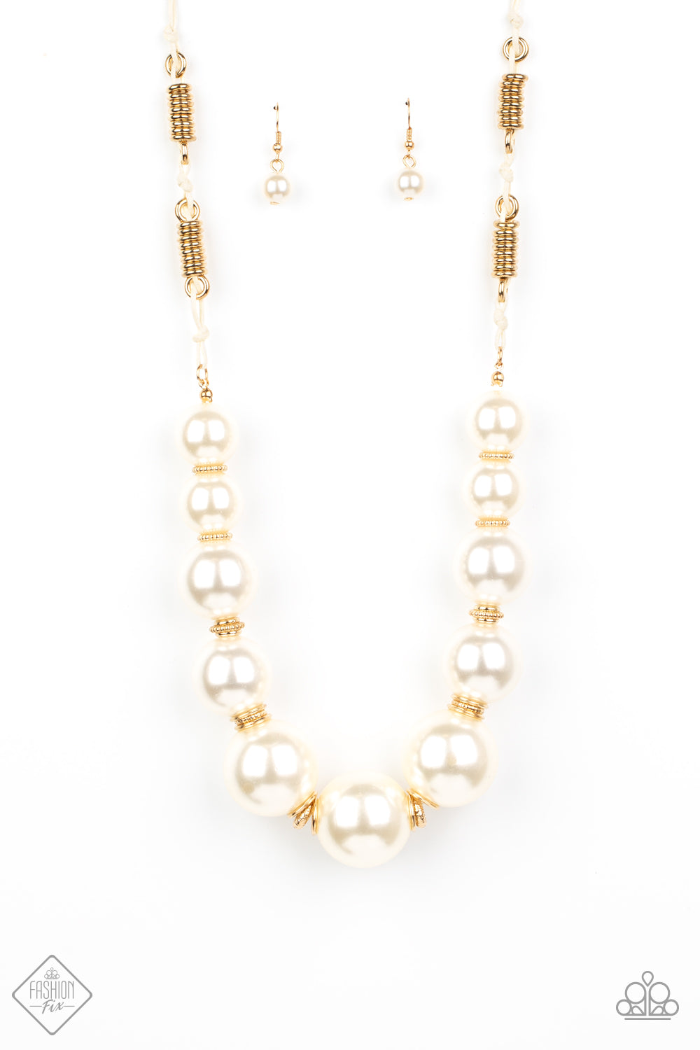 Paparazzi Accessories - Pearly Prosperity - Gold Necklace  Fashion Fix October 2020