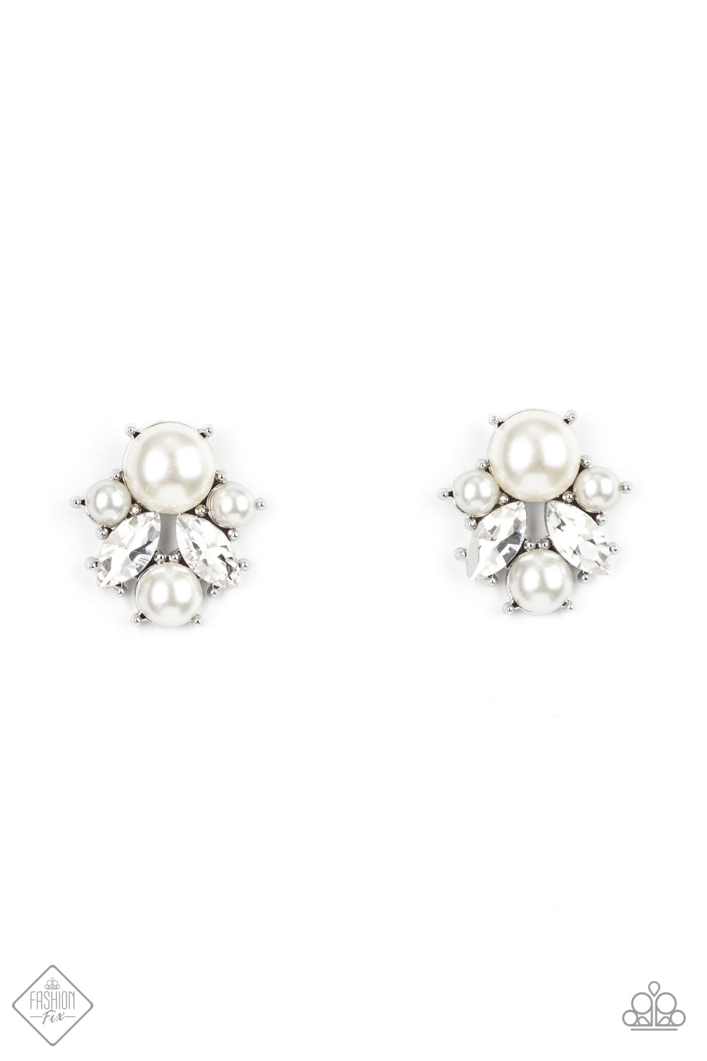 Paparazzi Accessories - Royal Reverie White Earrings Fashion Fix July 2021 #FFA0721
