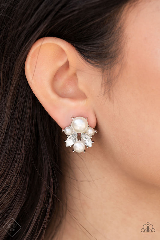 Paparazzi Accessories - Royal Reverie White Earrings Fashion Fix July 2021 #FFA0721