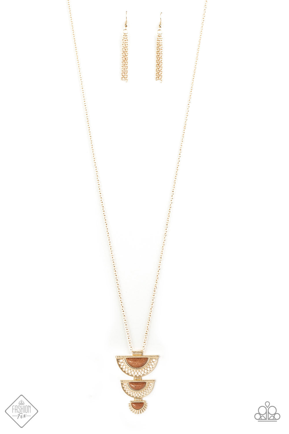 Paparazzi Accessories - Serene Sheen - Gold Fashion Fix Necklace July 2020