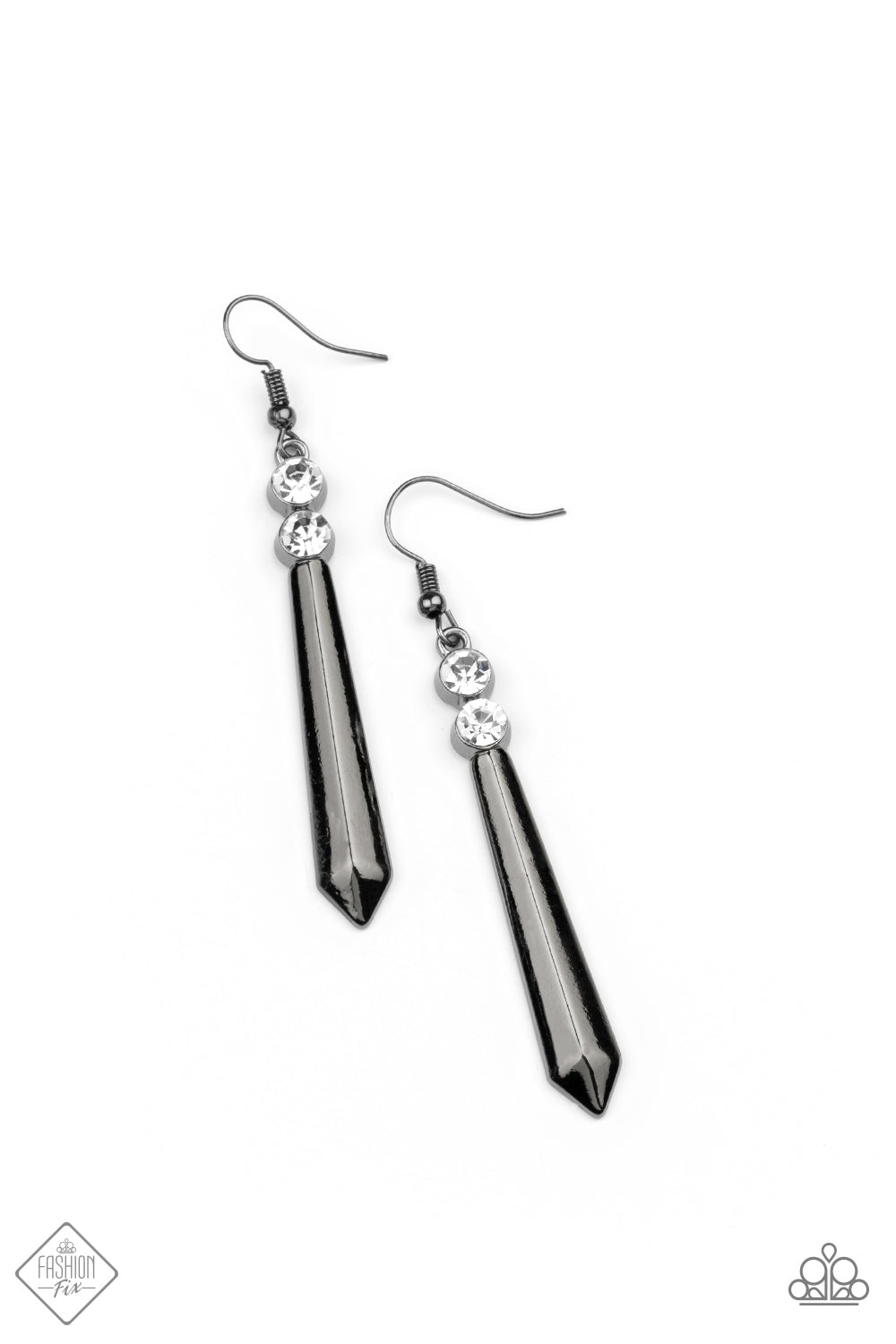 Paparazzi Accessories - ​Sparkle Stream Black Earring Fashion Fix May 2021 #MM0521