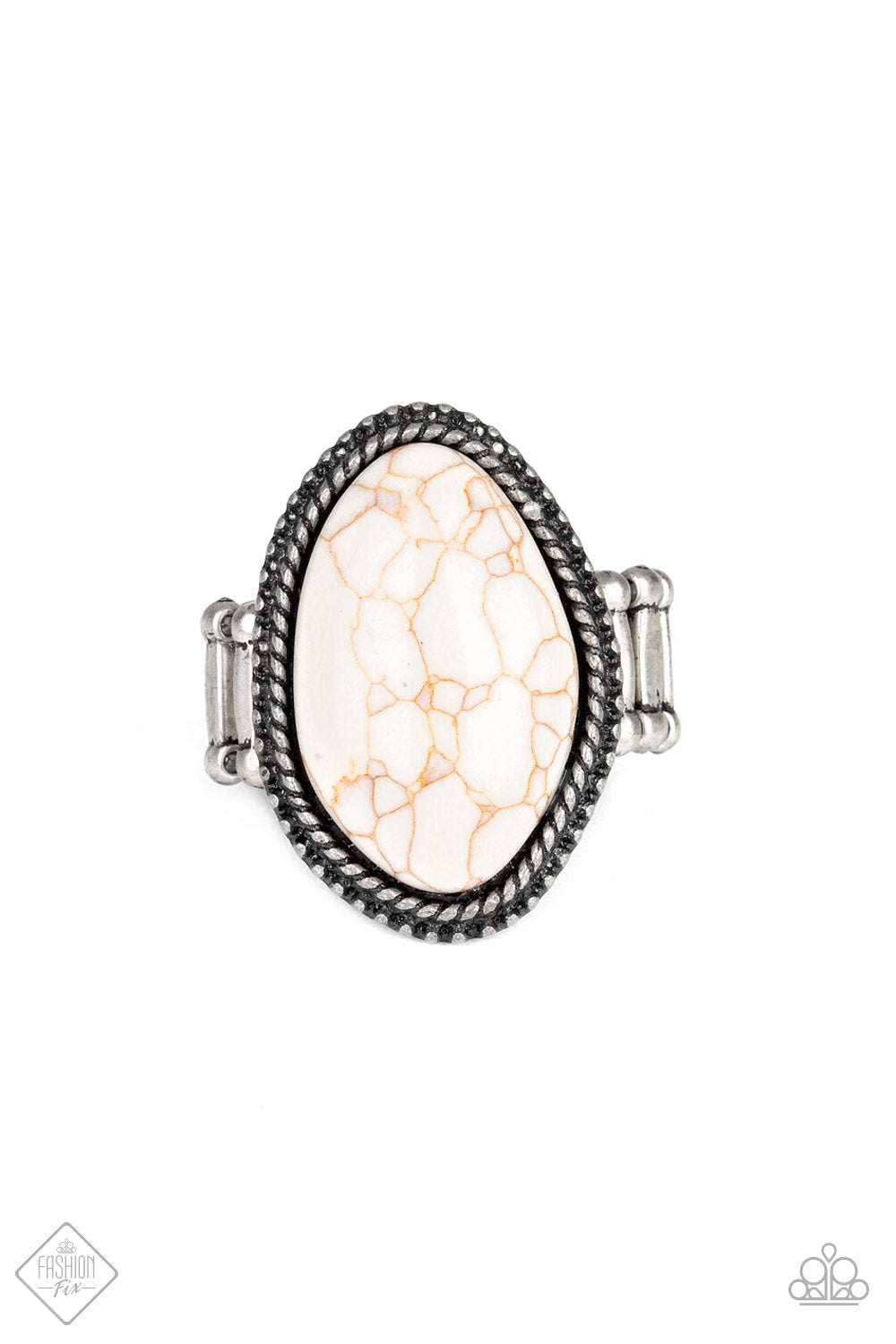 Paparazzi Accessories - Stone Samba  Fashion Fix White Ring April 2020