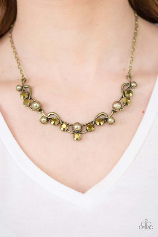 Paparazzi  Accessories- Tie The Knot #N749 Peg - Brass Necklace