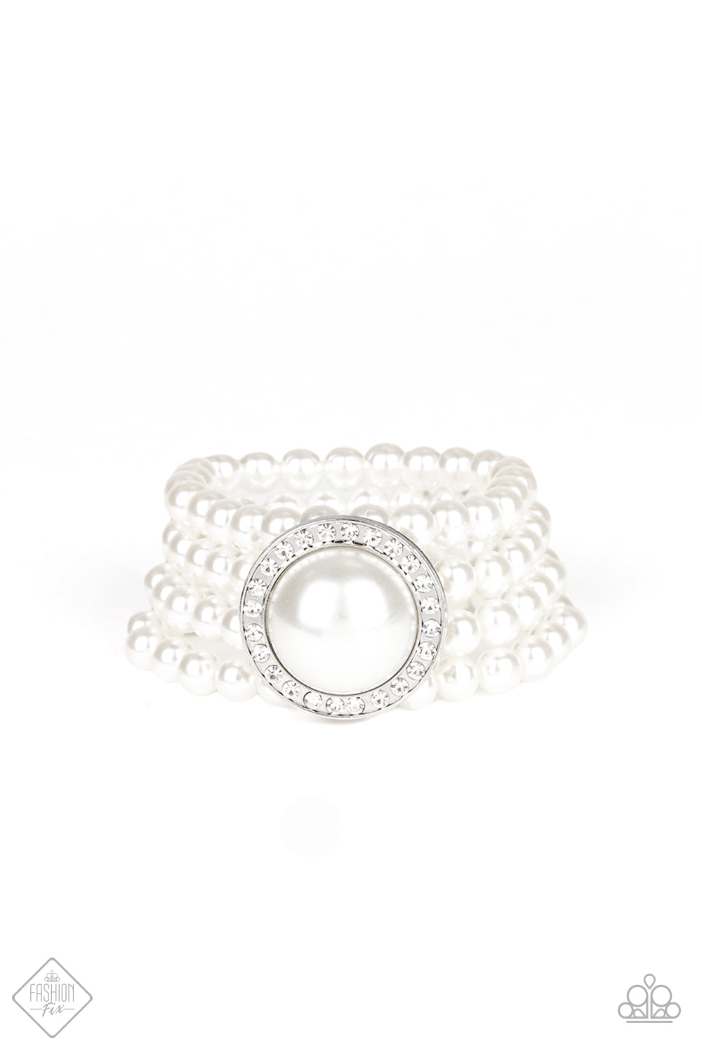 Paparazzi Accessories - Top Tier Twinkle Fashion Fix White Bracelet April 2020