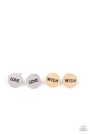 Paparazzi Accessories - Inspirational Words #SS18 - "Dream," "Wander," "Wish," "Hope," and "Love."   - Starlet Shimmer Earrings