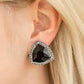 Paparazzi Accessories  - Daringly Duchess #E180 Peg - Black Clip On Earrings