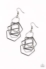 Paparazzi Accessories  - Five-Sided Fabulous #L169 - Black Earrings