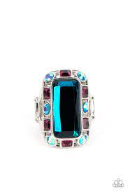 Paparazzi Accessories - Radiant Rhinestones - Blue Ring Life of the Party December 2022