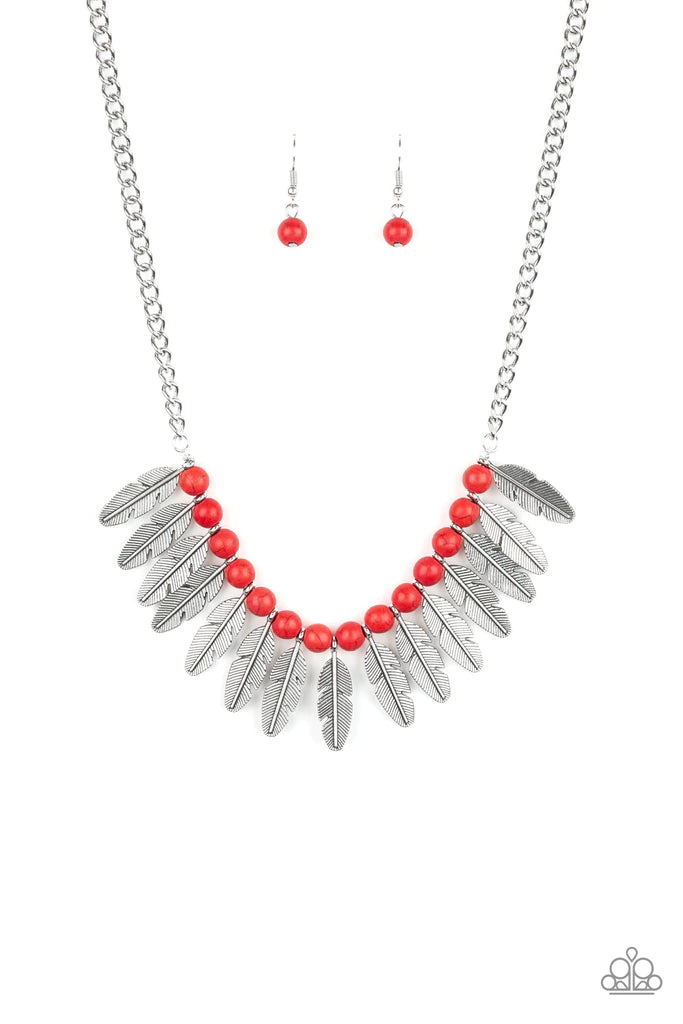 Paparazzi Accessories  - Desert Plumes #L678 - Red Necklace