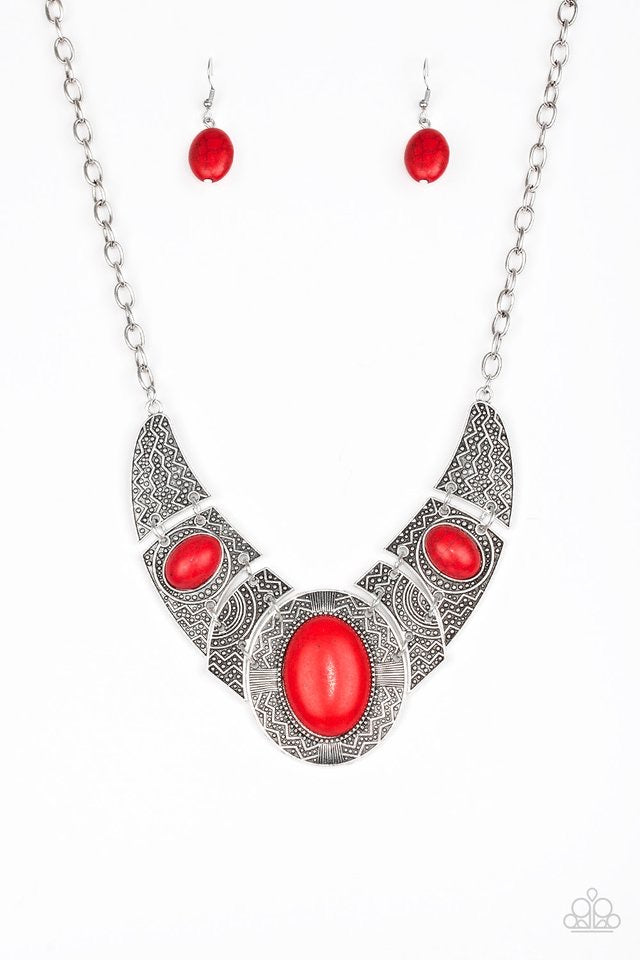 Paparazzi Accessories - Leave Your LANDMARK #N115 Box 2 - Red Necklace