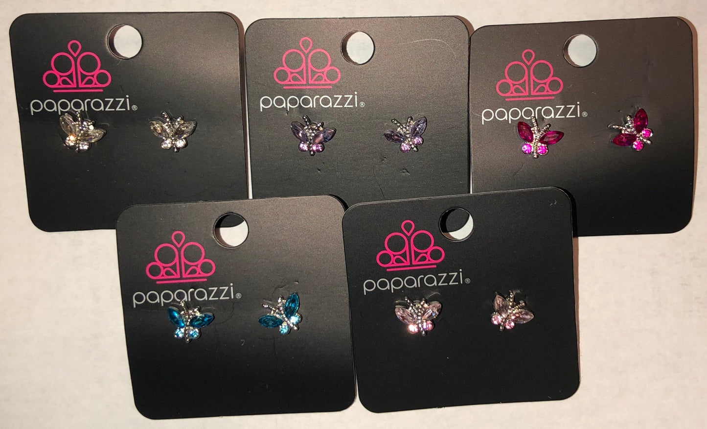 Paparazzi Accessories - RHINESTONE BUTTERFLY #SS14 - Starlet Shimmer Earrings