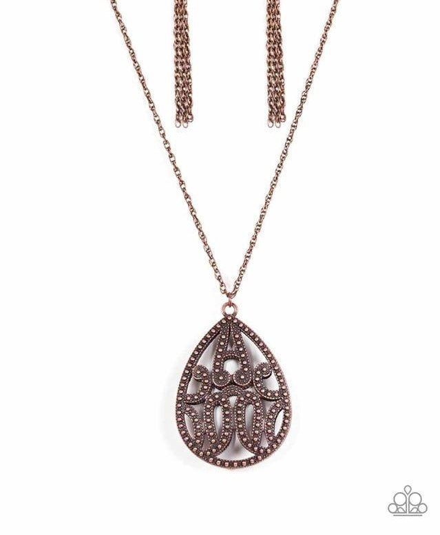 Paparazzi Accessories  - Eardrop Dead Gorgeous #N13 Peg -  Copper Necklace