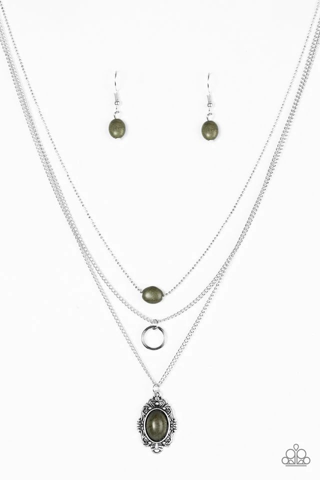 Paparazzi Accessories - Canyon Cavalier #L691 - Green Necklace