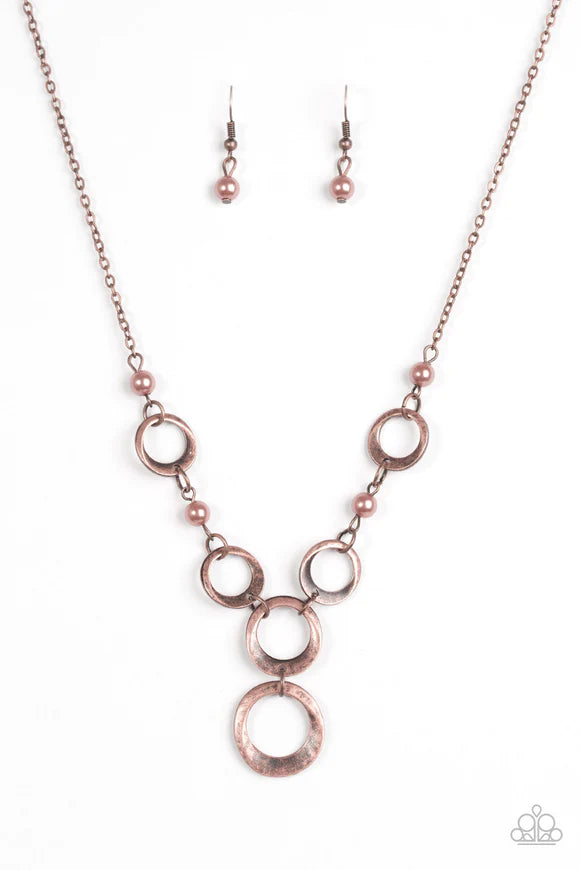 Paparazzi Accessories - Perfectly Poised #N16 Peg - Copper Necklace